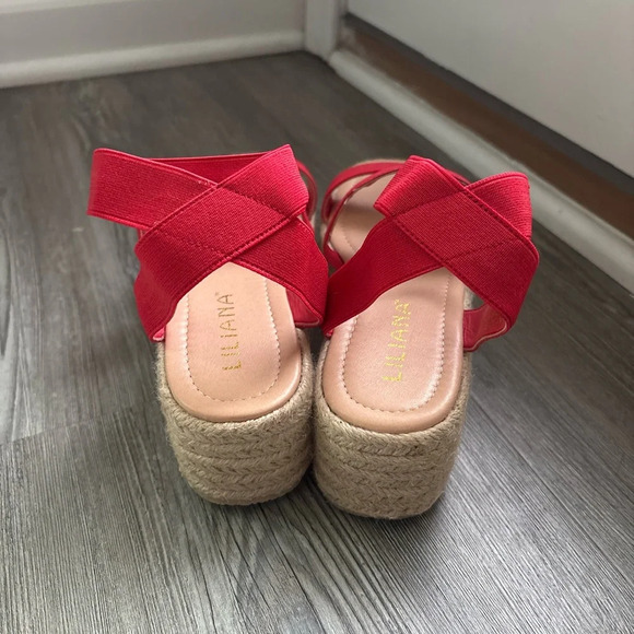 NWT Lulu’s Red Platform Espadrille Sandal Sz 7 - Picture 5 of 7